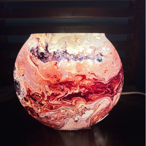 Marmo Handmade Lamp in painted glass h. 23 cm.