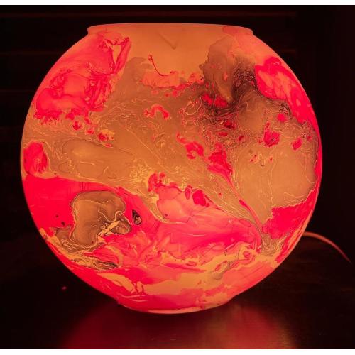 Rose Handmade Lamp in painted glass h. 23 cm.