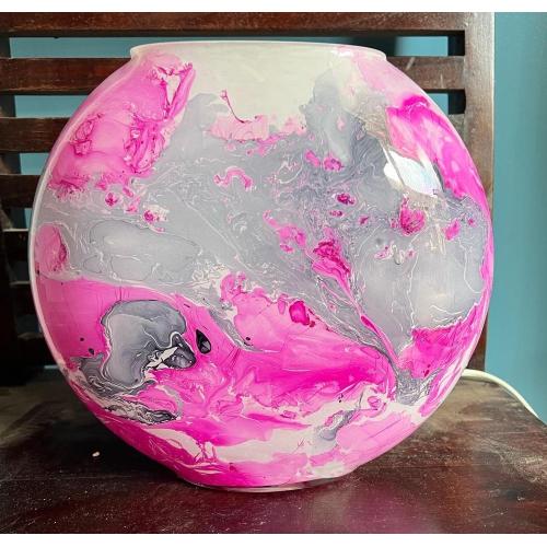 Rose Handmade Lamp in painted glass h. 23 cm.