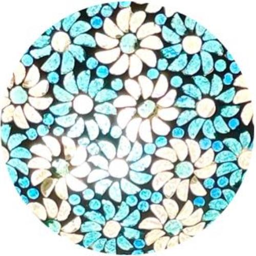 Light Blue Daisy Handmade Lamp in mosaic glass h. 45 cm.