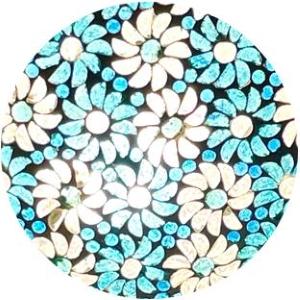 Light Blue Daisy Handmade Lamp in mosaic glass h. 45 cm.