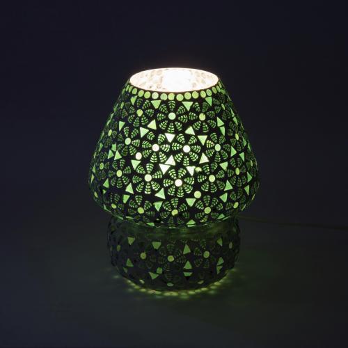 Green Daisy Handmade Lamp in mosaic glass h. 17 cm.