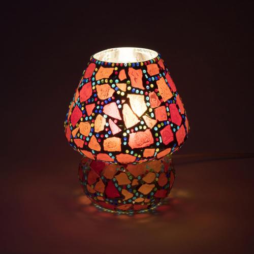 Red Harlequin Handmade Lamp in mosaic glass h. 17 cm.