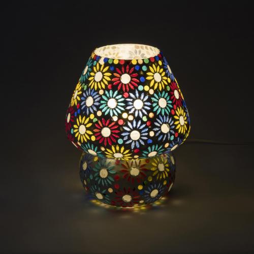 Mirror Daisy Handmade Lamp in mosaic glass h. 17 cm.