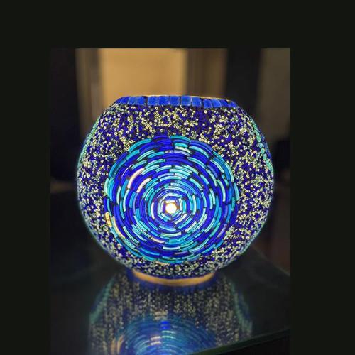 Blue Churi Handmade Lamp in mosaic glass h. 17 cm.