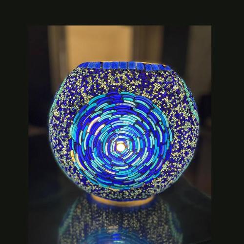 Blue Churi Handmade Lamp in mosaic glass h. 23 cm.