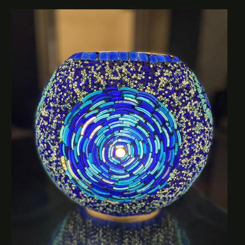 Blue Churi Handmade Lamp in mosaic glass h. 32 cm.