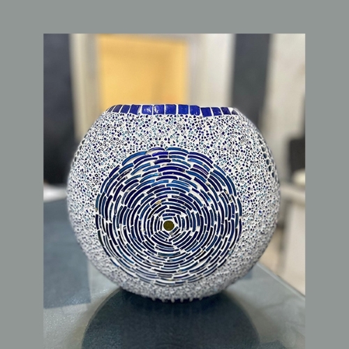 Blue Churi Handmade Lamp in mosaic glass h. 17 cm.