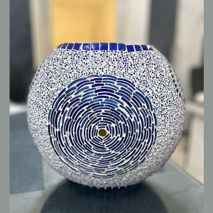 Blue Churi Handmade Lamp in mosaic glass h. 32 cm.