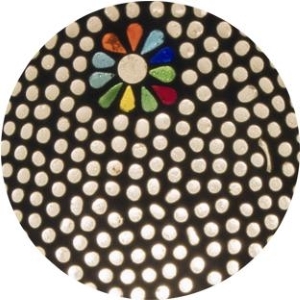 Black Daisy Handmade Lamp in mosaic glass h. 21 cm.