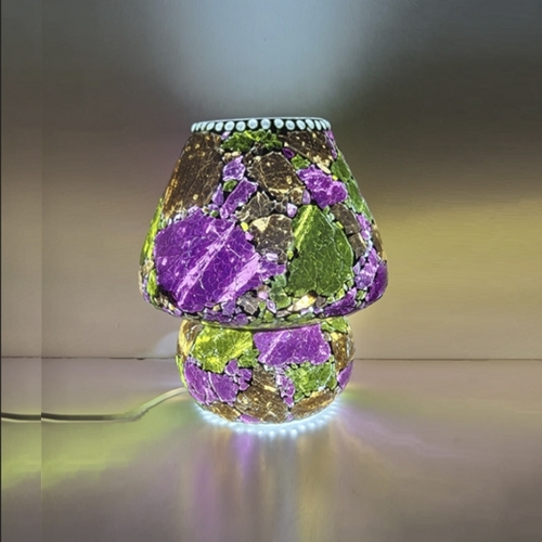 Tropical Bloom Handmade Lamp in painted glass h. 23 cm.