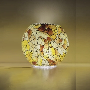 Amber Flame Handmade Lamp in mosaic glass h. 23 cm.