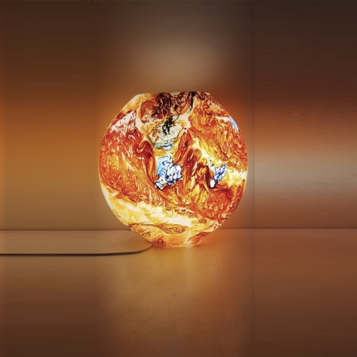 Solar Flare Handmade Lamp in painted glass h. 23 cm.