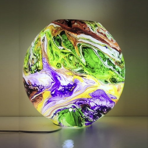Earth Bloom Handmade Lamp in painted glass h. 23 cm.