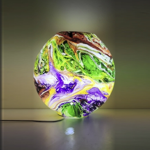 Earth Bloom Handmade Lamp in painted glass h. 23 cm.
