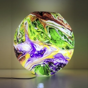 Earth Bloom Handmade Lamp in painted glass h. 23 cm.