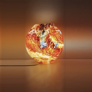 Solar Flare Handmade Lamp in painted glass h. 23 cm.