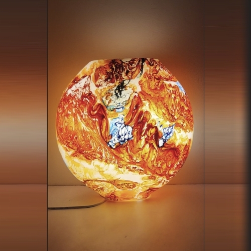 Solar Flare Handmade Lamp in painted glass h. 32 cm.