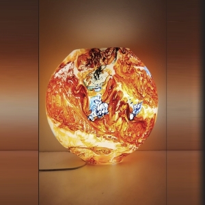 Solar Flare Handmade Lamp in painted glass h. 32 cm.