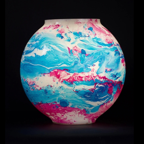 Alpha Centauri Handmade Lamp in painted glass h. 32 cm.