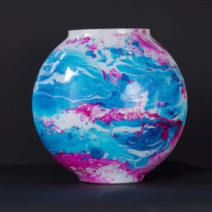 Alpha Centauri Handmade Lamp in painted glass h. 32 cm.