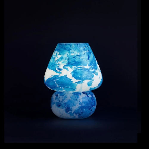 Ocean Handmade Lamp in painted glass h. 25 cm.
