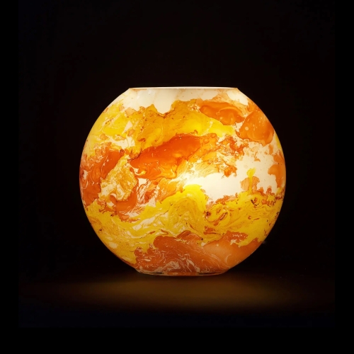 Mars Handmade Lamp in painted glass h. 23 cm.