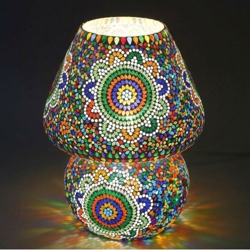 Colored mandala Handmade Lamp in mosaic glass h. 32 cm.